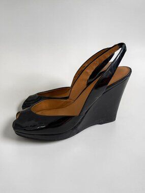 KORS MICHAEL KORS Black Patent Leather Wedges Size 7.5
